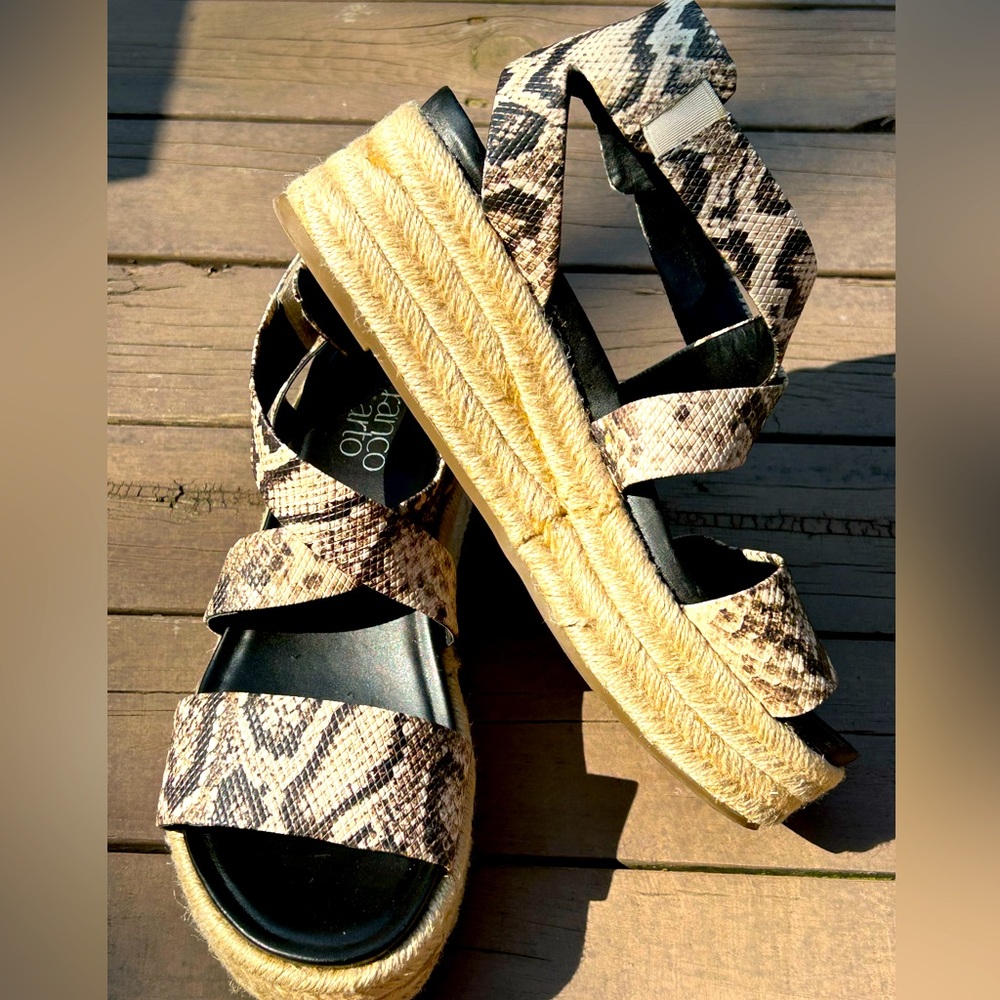 FRANCO SARTO s7 faux snake sandals Look new-Velcro fasten-crossover ankle strap